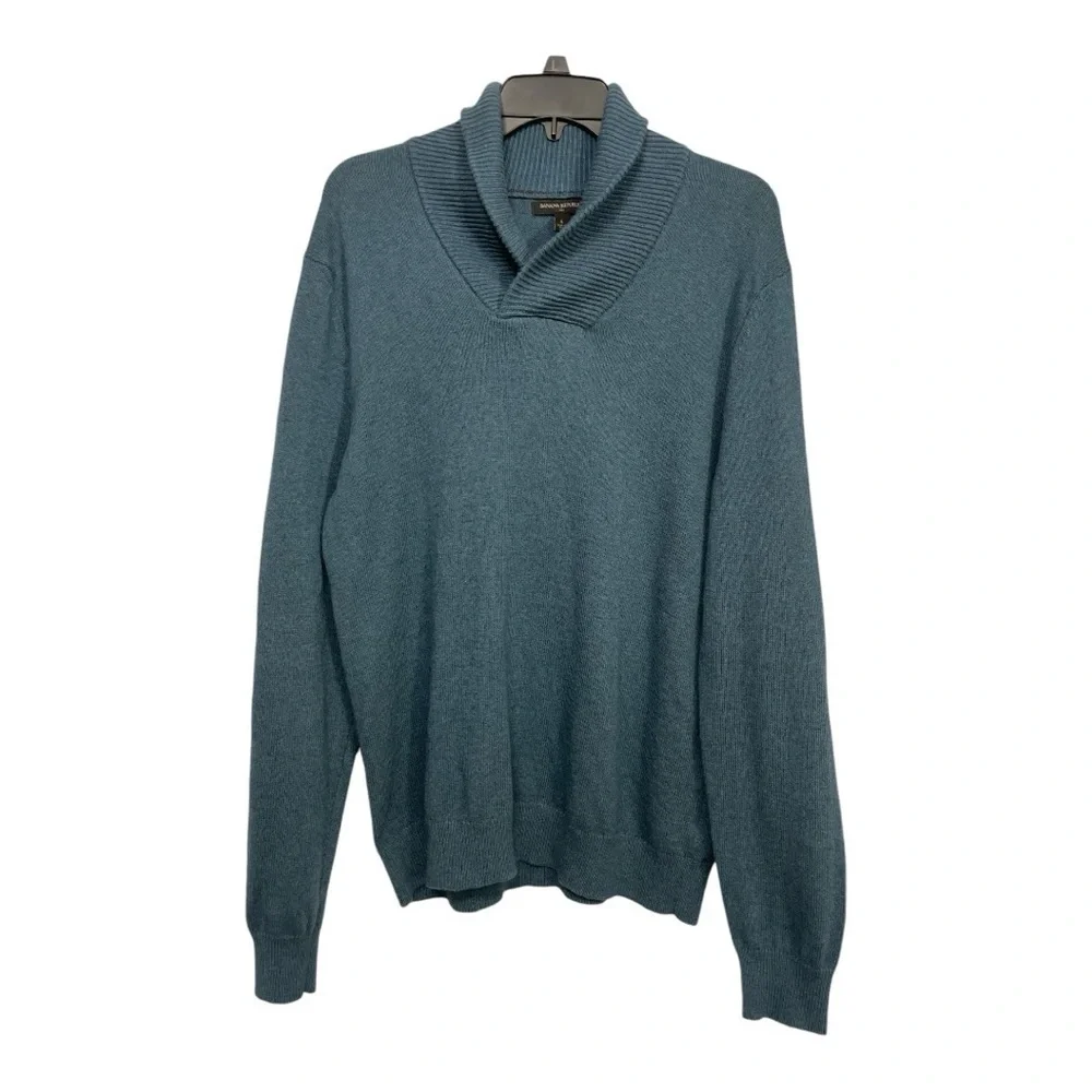 Banana Republic Men’s L Blue Shawl Collar Cotton Wool Blend Sweater